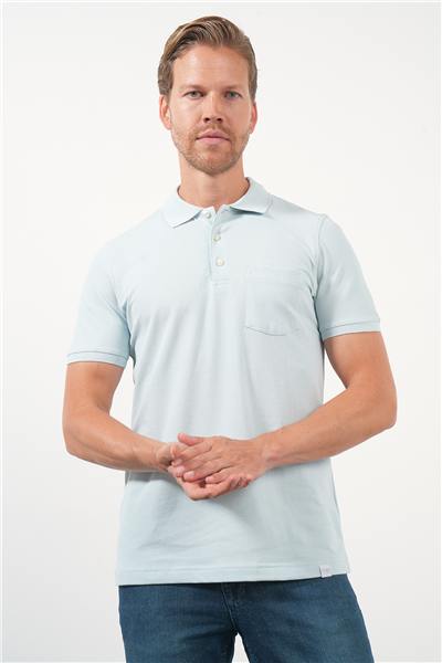 Mavi Polo Yaka Kısa Kol Cepli Comfort Fit Pamuklu Tişört 1011260155