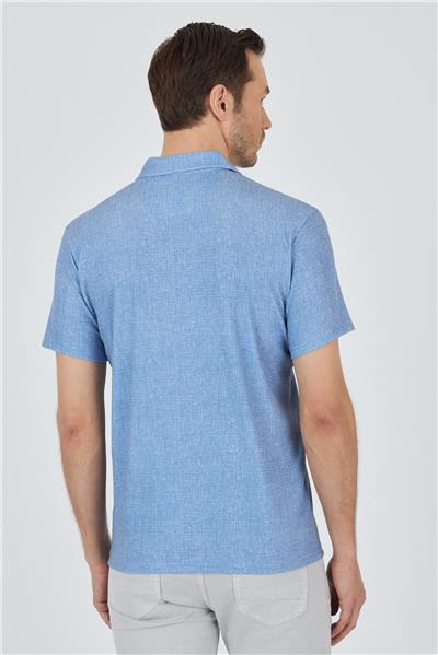 Mavi Polo Yaka Kısa Kol Cepsiz Slim Fit Classic Tişört 1011250176