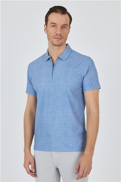 Mavi Polo Yaka Kısa Kol Cepsiz Slim Fit Classic Tişört 1011250176