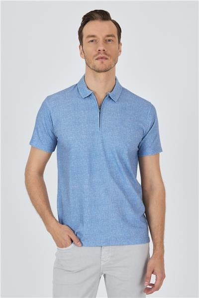 Mavi Polo Yaka Kısa Kol Cepsiz Slim Fit Classic Tişört 1011250176