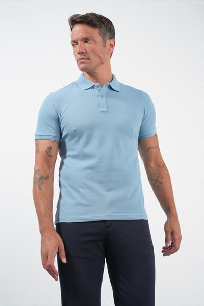 Mavi Polo Yaka Pike Kısa Kol Slim Fit Pamuklu Tişört 1011260169