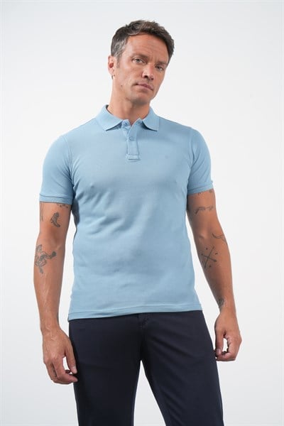Mavi Polo Yaka Pike Kısa Kol Slim Fit Pamuklu Tişört 1011260169