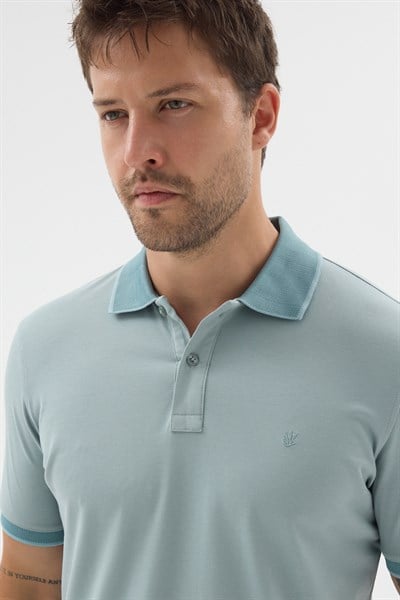 Mavi Polo Yaka Pike Kısa Kol Slim Fit %100 Pamuk Tişört 1011260171