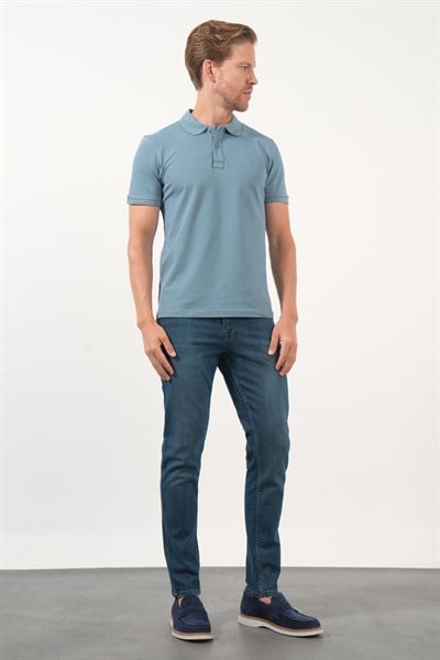 Mavi Polo Yaka Pike Kısa Kol Slim Fit Pamuklu Hediye Kutulu Tişört 1011260169
