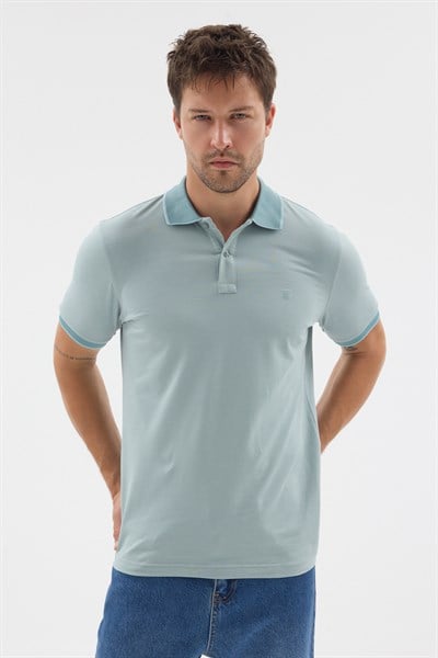 Mavi Polo Yaka Pike Kısa Kol Slim Fit %100 Pamuk Tişört 1011260171