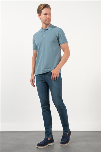 Mavi Polo Yaka Pike Kısa Kol Slim Fit Pamuklu Tişört 1011260170
