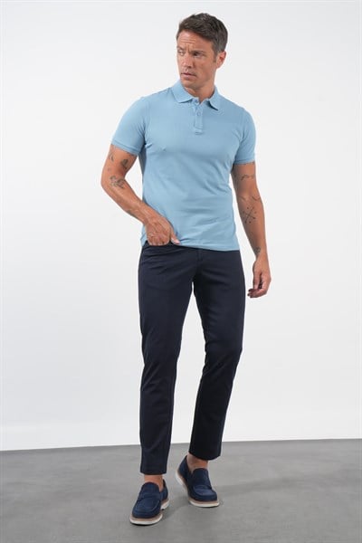 Mavi Polo Yaka Pike Kısa Kol Slim Fit Pamuklu Tişört 1011260169