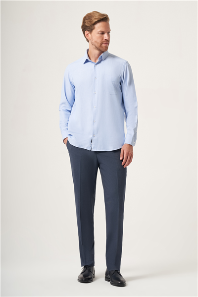 Mavi Sert Yaka Oxford Comfort Fit Pamuklu Gömlek 1004265285