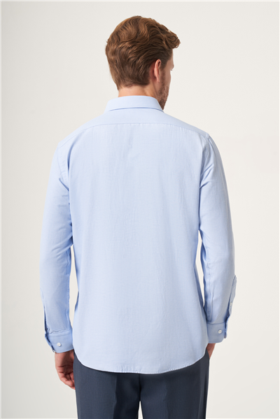Mavi Sert Yaka Oxford Comfort Fit Pamuklu Gömlek 1004265285