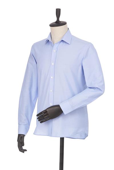 Mavi Uzun Kol Filafil Desen Filafil Sert Yaka Cepsiz Pamuklu Basic Slim Fit Gömlek 1004245008