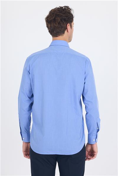 Mavi Uzun Kol Pamuklu Basic Comfort Fit Gömlek 1004250002