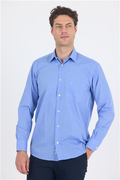 Mavi Uzun Kol Pamuklu Basic Comfort Fit Gömlek 1004250002