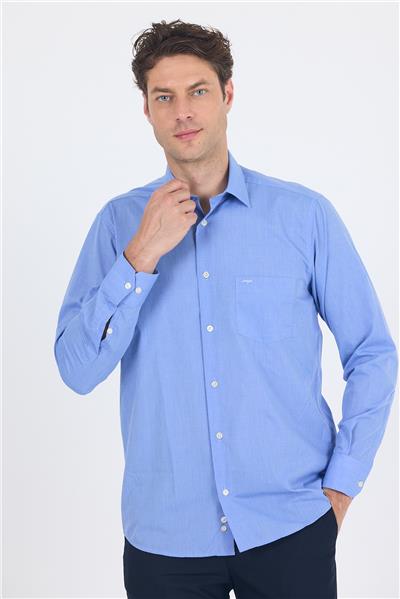 Mavi Uzun Kol Pamuklu Basic Comfort Fit Gömlek 1004250002