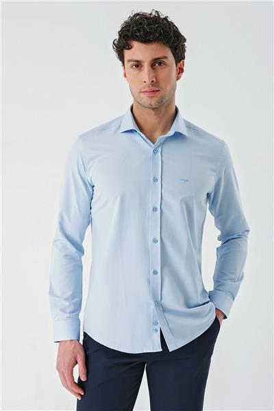Mavi Uzun Kollu Oxford Cepsiz Pamuklu Klasik Slim Fit Dar Kesim Gömlek 1004240235