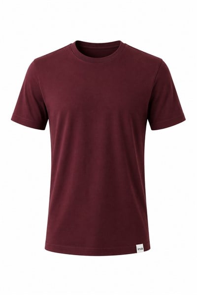 Mor Bisiklet Yaka Kısa Kol Slim Fit Pamuklu Tişört 1011265166