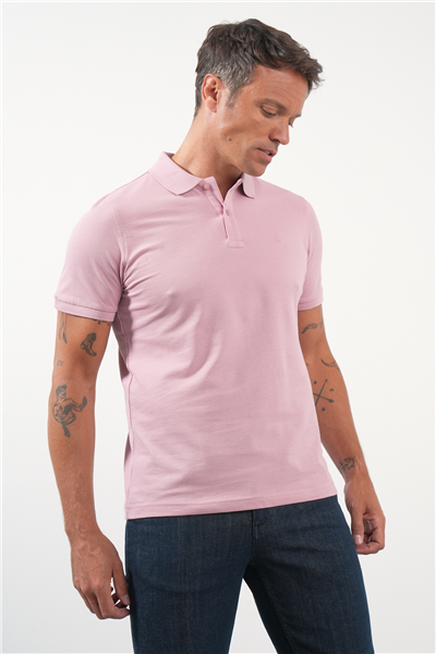 Mor Polo Yaka Pike Kısa Kol Slim Fit Pamuklu Tişört 1011260170