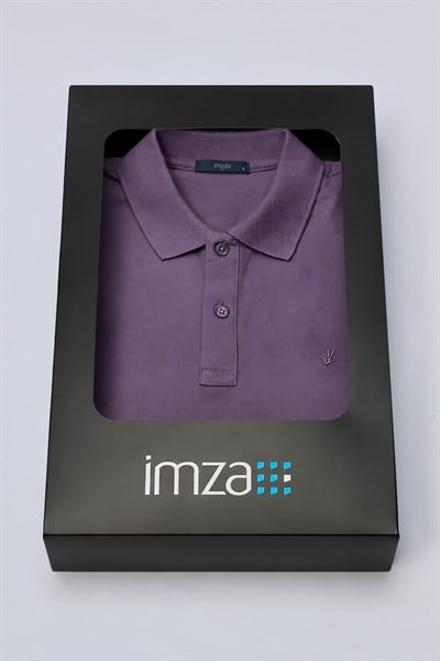 Mor Polo Yaka Pike Kısa Kol Slim Fit Pamuklu Tişört 1011260169