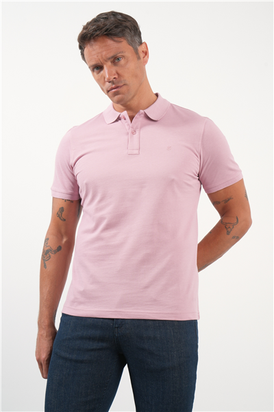 Mor Polo Yaka Pike Kısa Kol Slim Fit Pamuklu Tişört 1011260170