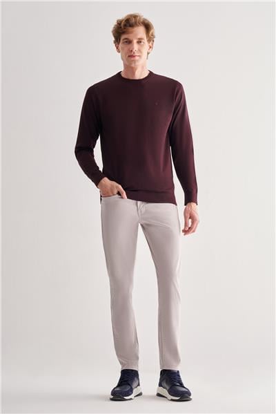 Mürdüm Bisiklet Yaka Cepsiz Slim Fit Casual Triko Kazak