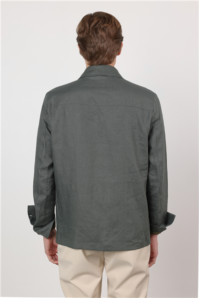 Nane Yeşil Berberi Yaka Keten Düz Slim Fit Casual Mont 1007260152