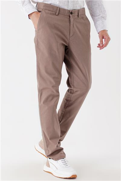 Koyu Bej Pamuklu Yandan Cepli Casual Comfort Fit Chino Pantolon 1003235154