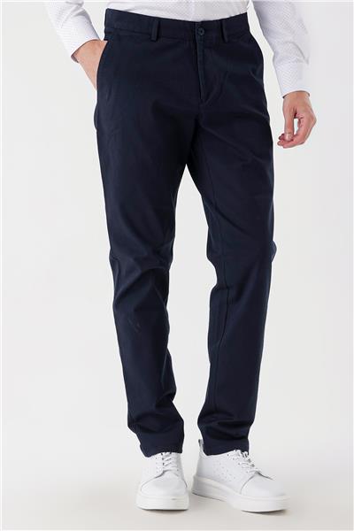 Koyu Lacivert Pamuklu Yandan Cepli Casual Comfort Fit Chino Pantolon 1003235154