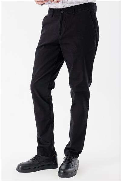 Siyah Pamuklu Yandan Cepli Casual Comfort Fit Chino Pantolon 1003235154
