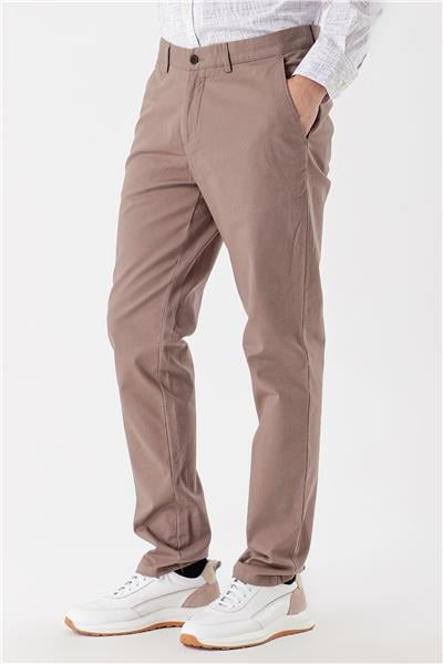 Koyu Bej Pamuklu Yandan Cepli Casual Comfort Fit Chino Pantolon 1003235154