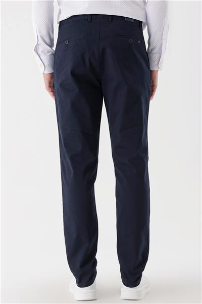 Koyu Lacivert Pamuklu Yandan Cepli Casual Comfort Fit Chino Pantolon 1003235154