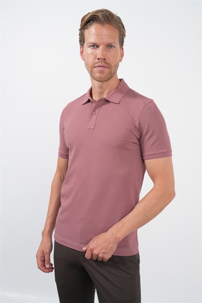 Pembe Polo Yaka Pike Kısa Kol Slim Fit Pamuklu Hediye Kutulu Tişört 1011260169