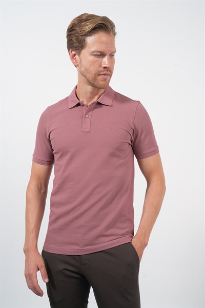Pembe Polo Yaka Pike Kısa Kol Slim Fit Pamuklu Hediye Kutulu Tişört 1011260169