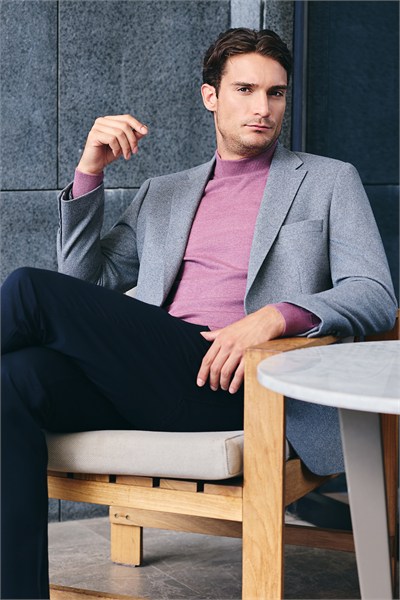 Pembe Yarım Balıkçı Yaka Cepsiz Comfort Fit Classic Pamuklu Triko Kazak 1012255001