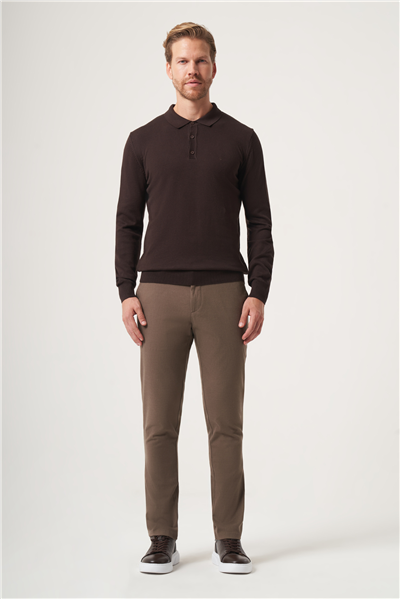 Polo Yaka Uzun Kol Örme Comfort Fit Pamuklu Kazak 1012265007