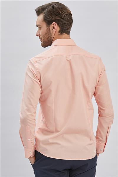 Pembe Uzun Kollu Cepsiz Pamuklu Klasik Slim Fit Gömlek 1004240230