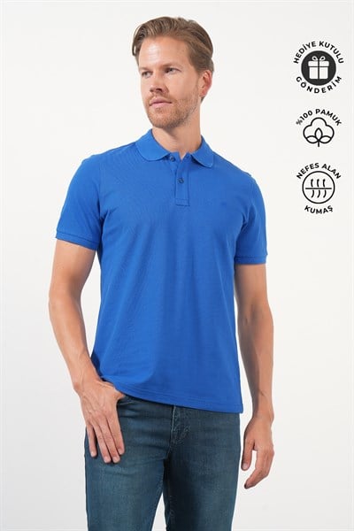 Saks Polo Yaka Pike Kısa Kol Slim Fit Pamuklu Tişört 1011260170