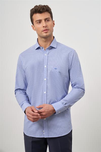 Saks Uzun Kol Kareli Desen Yarım İtalyan Cepli Classic Comfort Fit Gömlek 1004245188