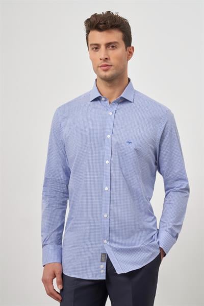 Saks Uzun Kol Kareli Desen Yarım İtalyan Cepli Classic Comfort Fit Gömlek 1004245188