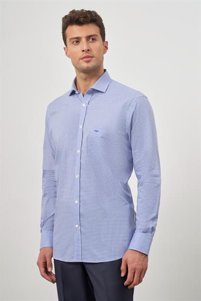 Saks Uzun Kol Kareli Desen Yarım İtalyan Cepli Classic Comfort Fit Gömlek 1004245188