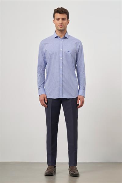Saks Uzun Kol Kareli Desen Yarım İtalyan Cepli Classic Comfort Fit Gömlek 1004245188