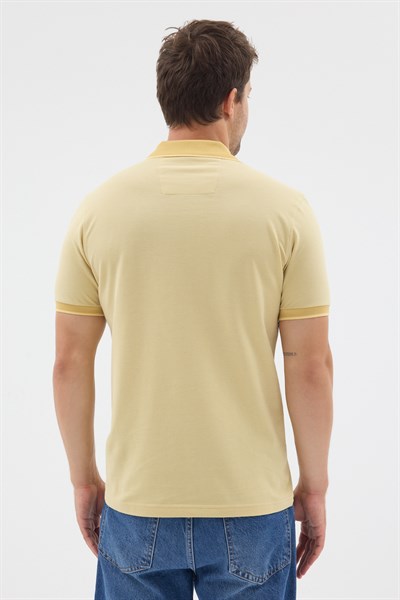 Sarı Polo Yaka Pike Kısa Kol Slim Fit %100 Pamuk Tişört 1011260171