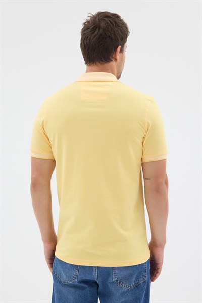 Sarı Polo Yaka Pike Kısa Kol Slim Fit %100 Pamuk Tişört 1011260171