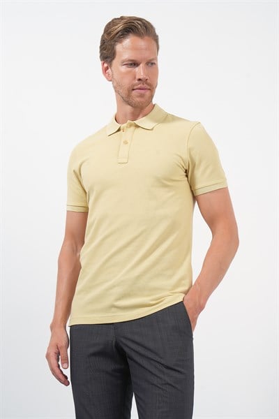 Sarı Polo Yaka Pike Kısa Kol Slim Fit Pamuklu Hediye Kutulu Tişört 1011260169