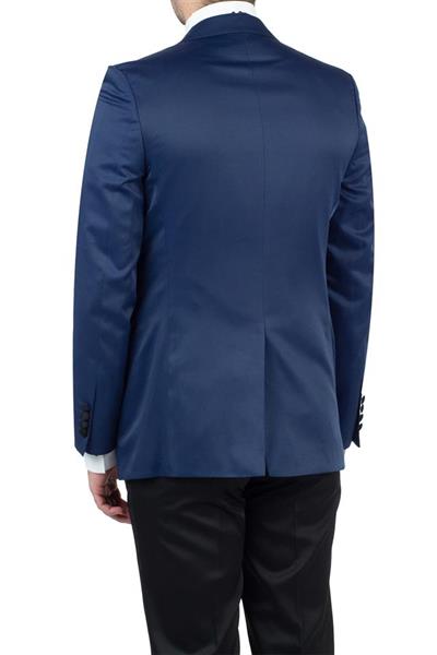 Lacivert Saten Mono Yaka Astarlı Yelekli 6 Drop Slim Fit Dar Kesim Smokin Damatlık 1001190152