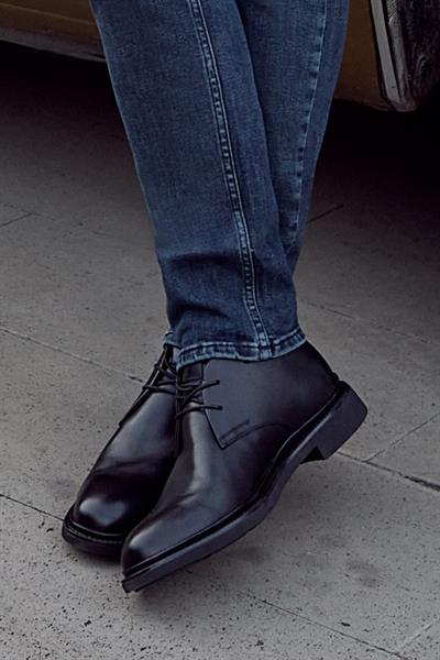 Siyah %100 Deri Analin Bağcıklı Classic Ayakkabı 1033245162