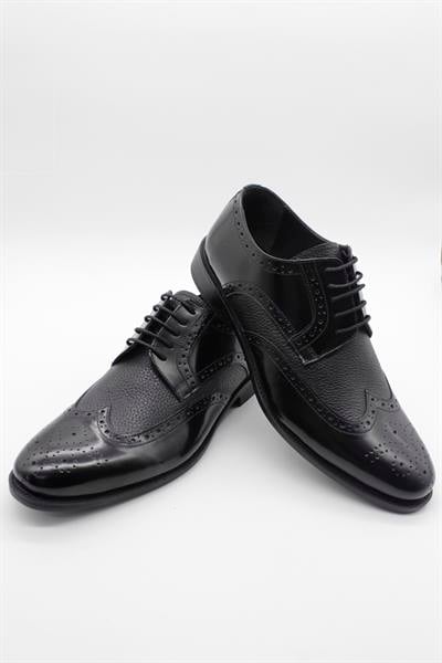 Siyah %100 Deri Analin Bağcıklı Classic Ayakkabı 1033245176_002