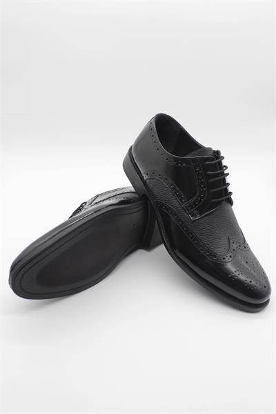 Siyah %100 Deri Analin Bağcıklı Classic Ayakkabı 1033245176_002