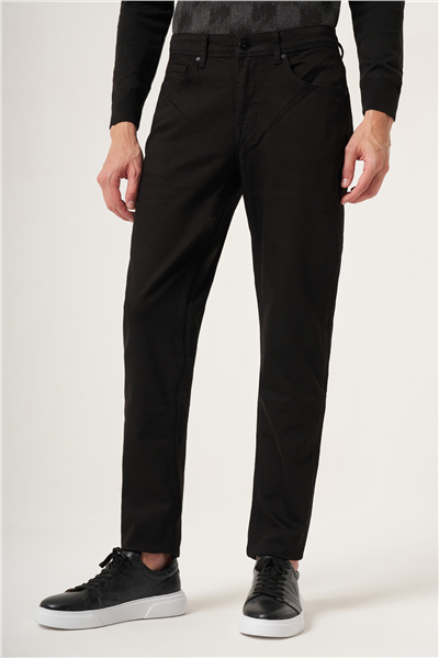 Siyah 5 Cep Gabardin Slim Fit Pamuklu Denim Pantolon 1023265151