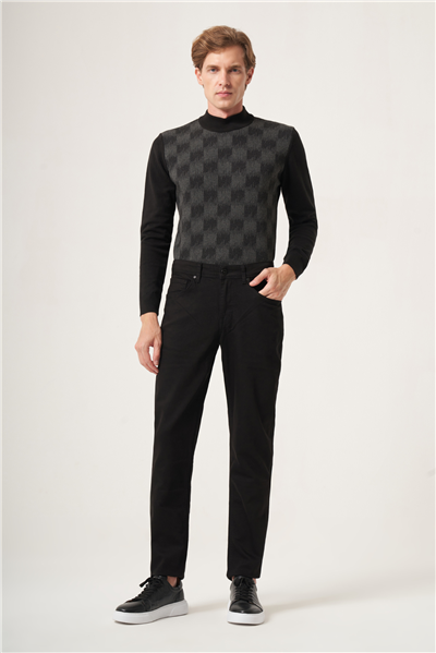 Siyah 5 Cep Gabardin Slim Fit Pamuklu Denim Pantolon 1023265151