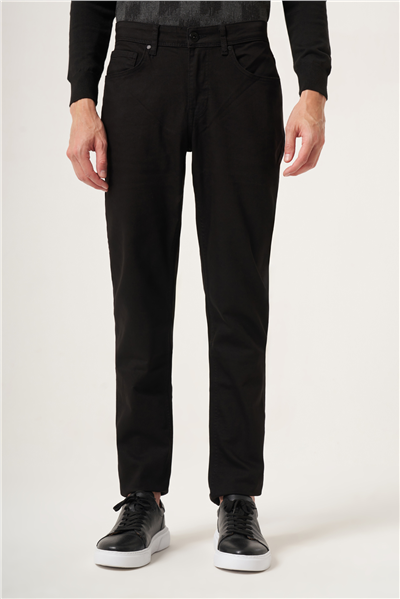 Siyah 5 Cep Gabardin Slim Fit Pamuklu Denim Pantolon 1023265151