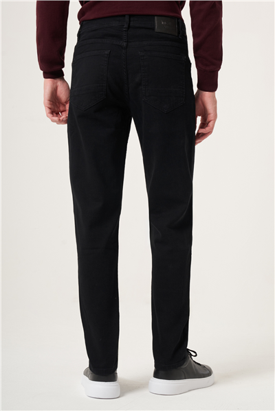 Siyah 5 Cep Gabardin Slim Fit Pamuklu Denim Kot Jean Pantolon 1023265153